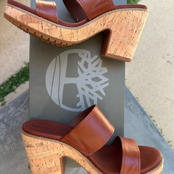 TIMBERLAND ROSLYN MEDIUM BROWN LEATHER SANDAL - Picture 9 of 13